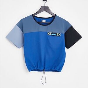 Kavu Blue Tones Shirt with drawstring waist. Excellent condition size small